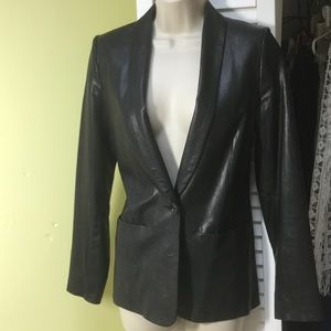 Vince. Black Leather Blazer